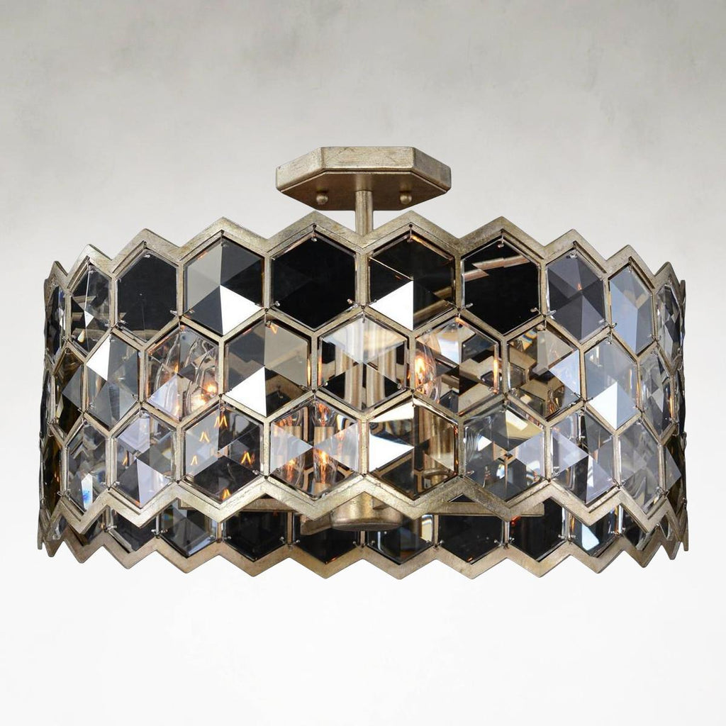 Quad-Light 21 inch Silver Champagne Chandelier Ceiling Fixture