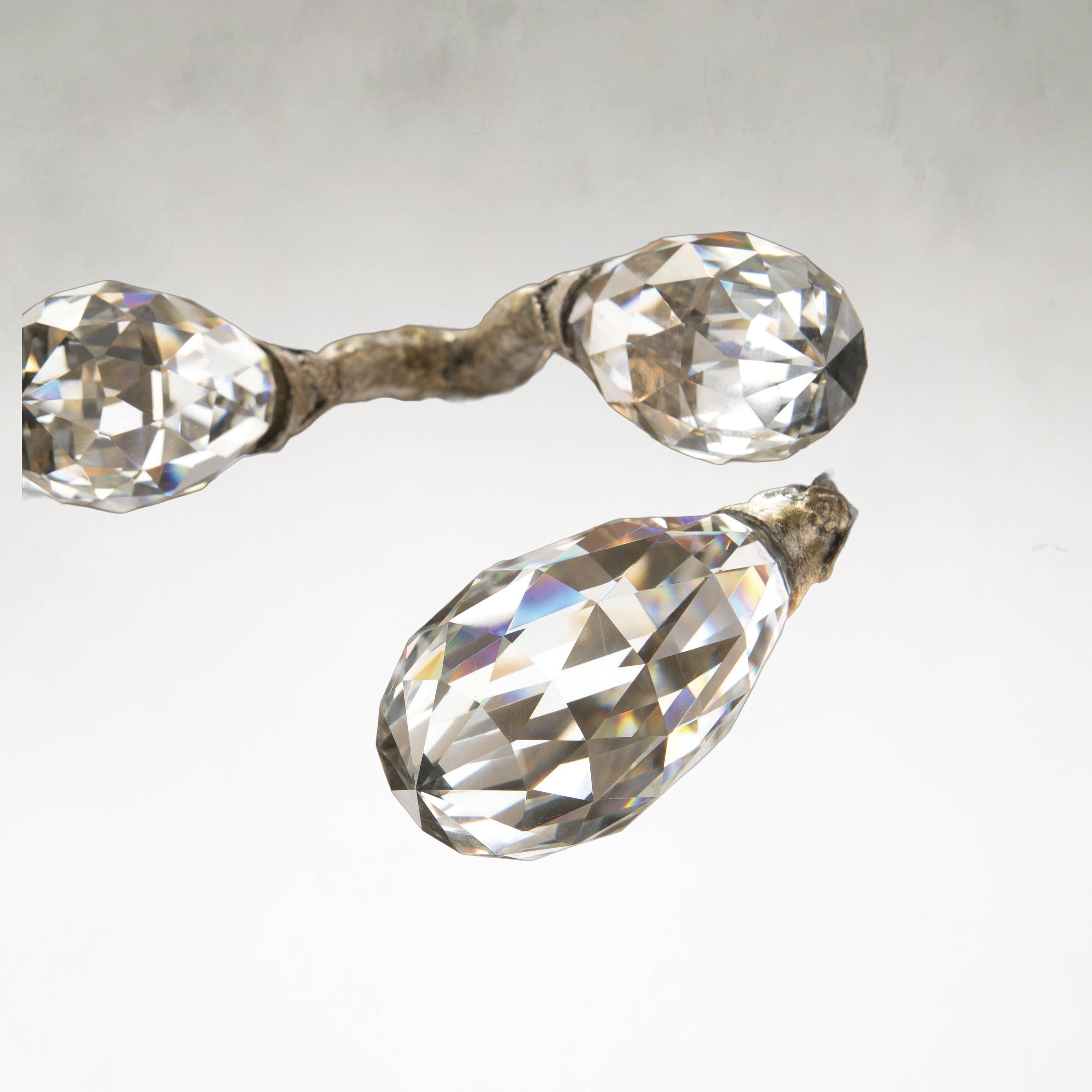 Silver Crystal Linear chandelier - Celeste Ray for dining room view 5