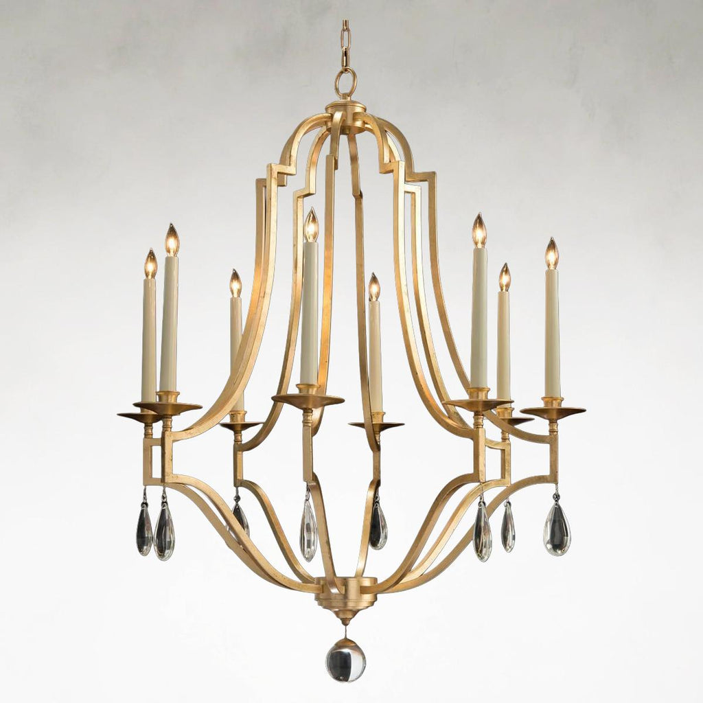 Gold Crystal Linear chandelier - Lyra Ray for dining room view 3