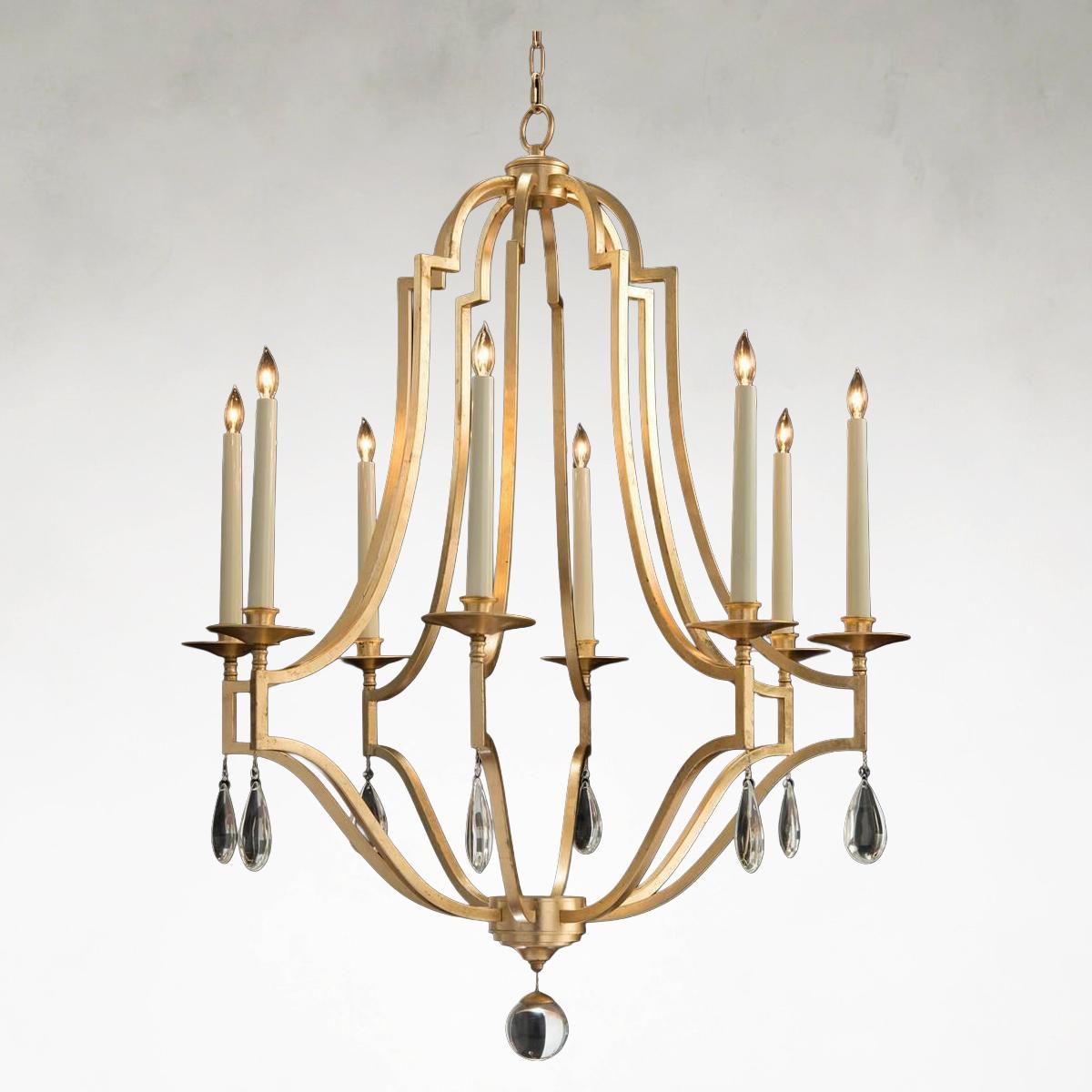 Gold Crystal Linear chandelier - Lyra Ray for dining room view 3