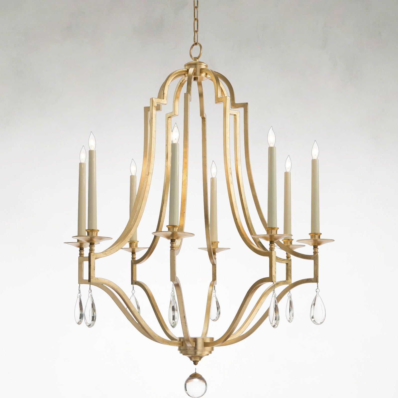 Gold Crystal Linear chandelier - Lyra Ray for dining room view 1