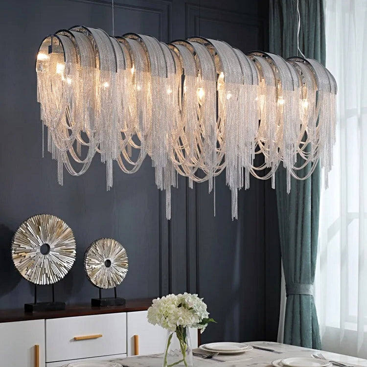 Silver Steel chandelier - Zelia Lane for dining room view 1