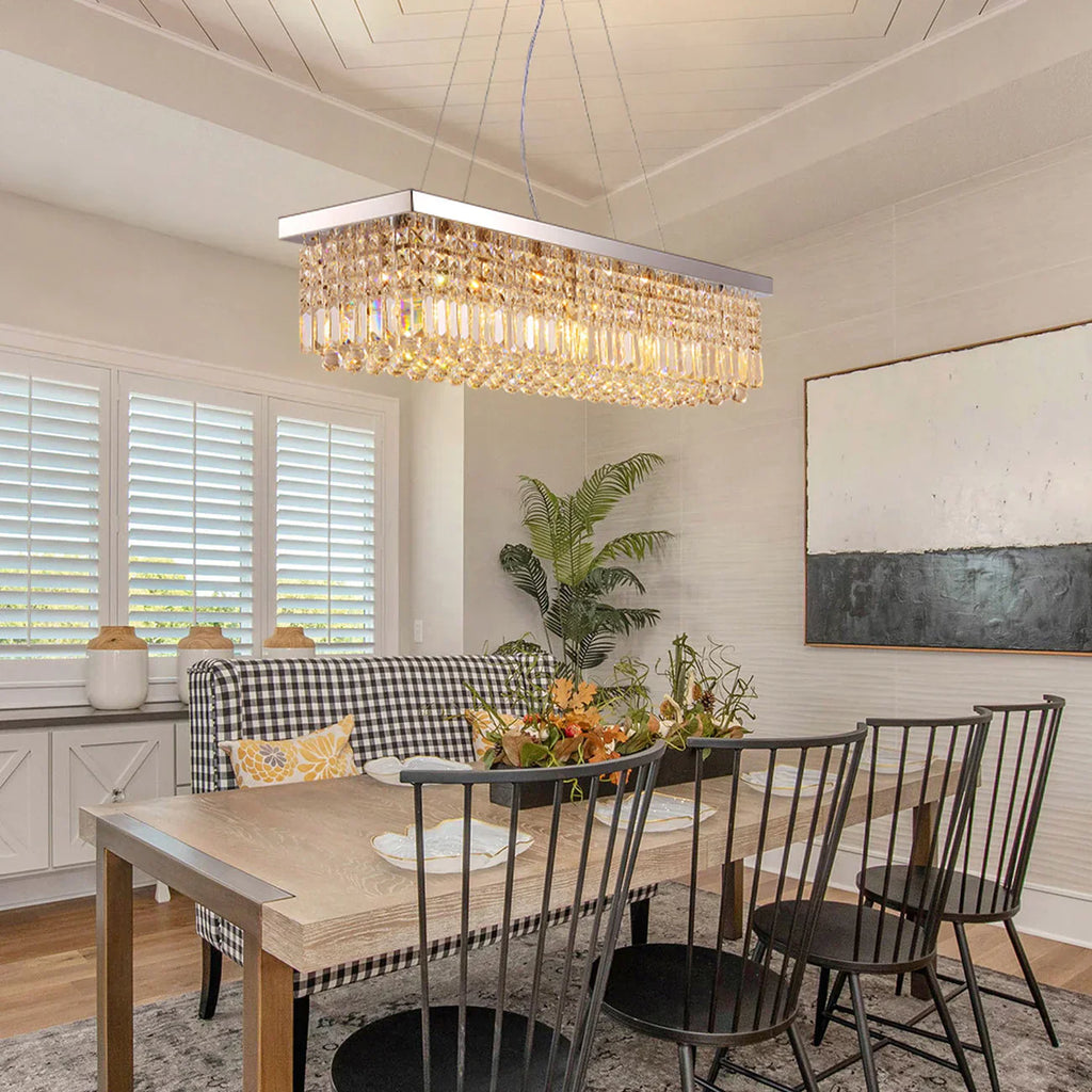 Black Crystal Linear chandelier - Yara Lane for dining room view 4