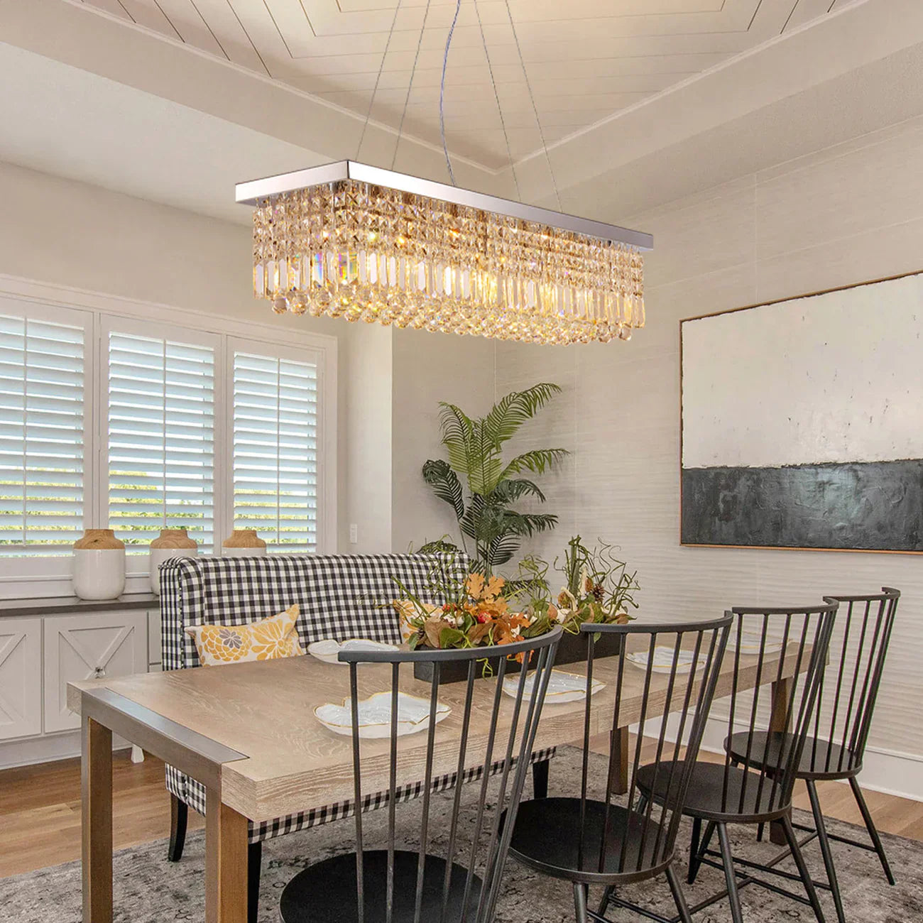 Black Crystal Linear chandelier - Yara Lane for dining room view 4