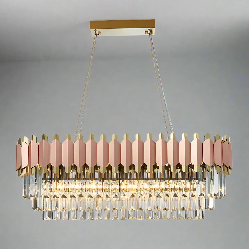 Clear Crystal Linear chandelier - Selene House for dining room view 1