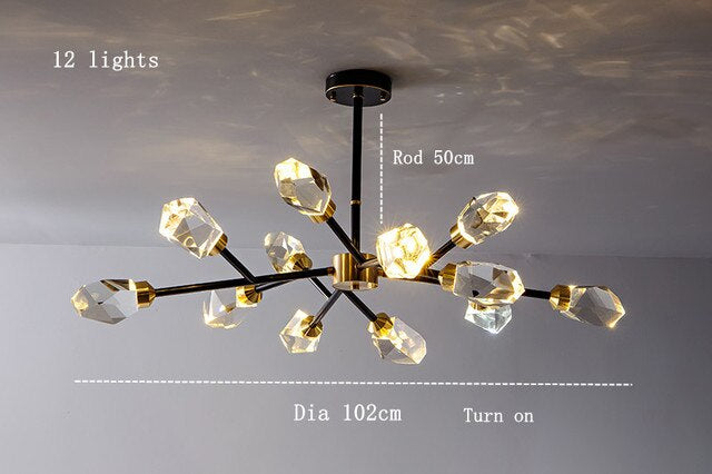 Black Crystal Branch chandelier - Onda Bay for dining room view 10
