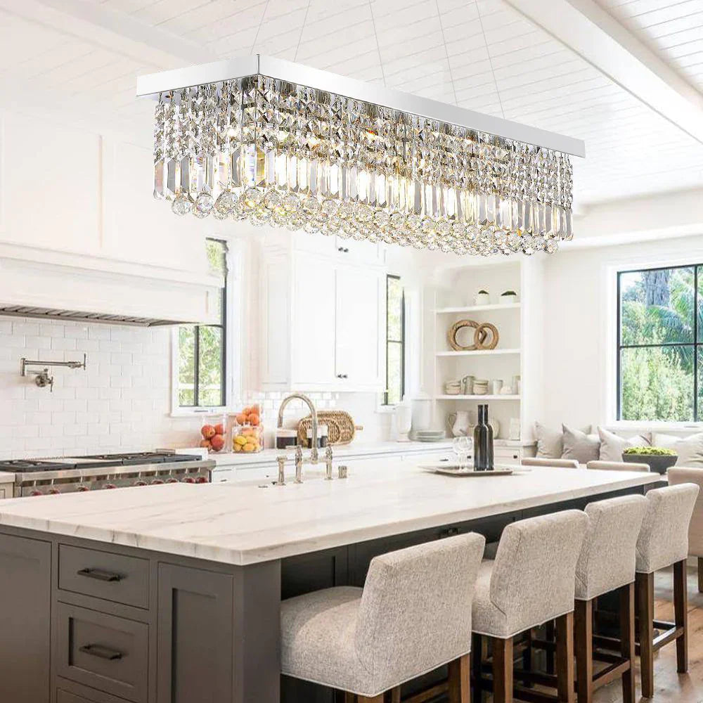 Black Crystal Linear chandelier - Yara Lane for dining room view 2