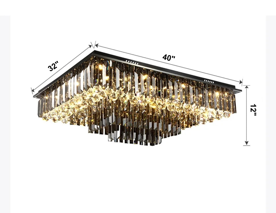 Smoke Crystal Linear chandelier - Halo House for dining room view 8