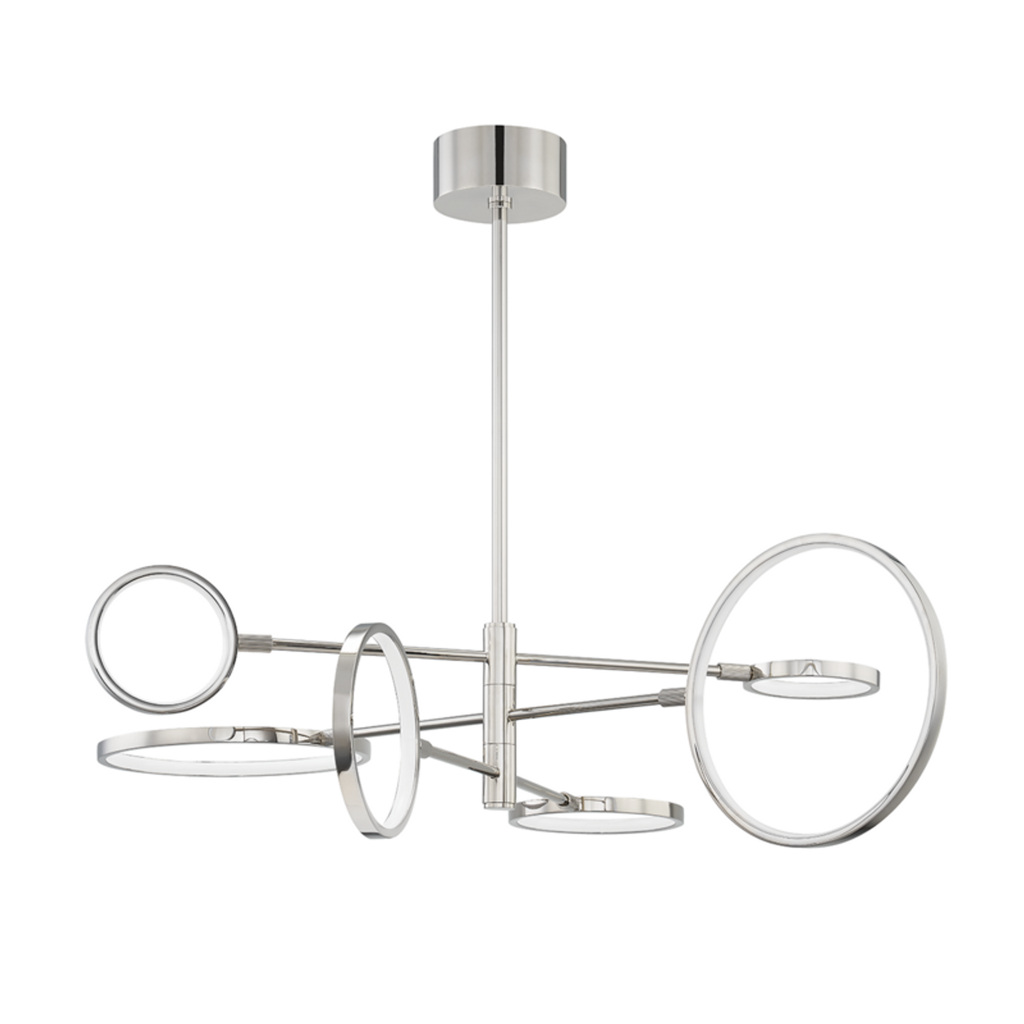 Polished Nickel Brass chandelier - Junia Dawn for dining room view 1