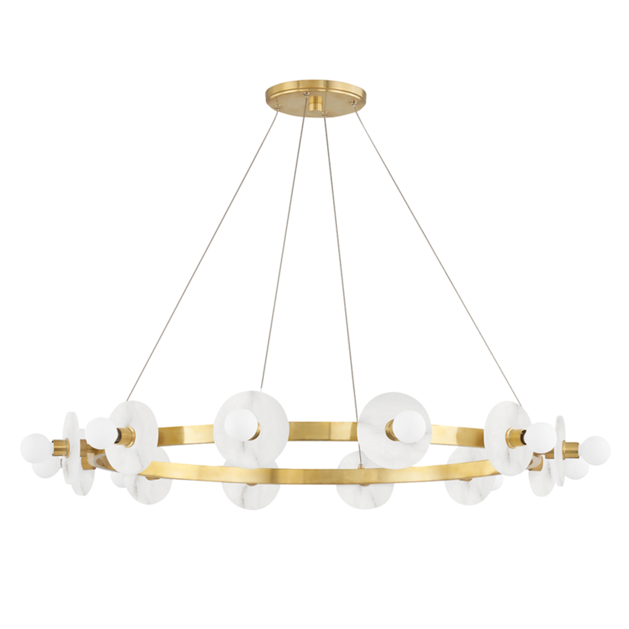 Aged Brass Alabaster Candle chandelier - Solene Gleam for dining room view 1