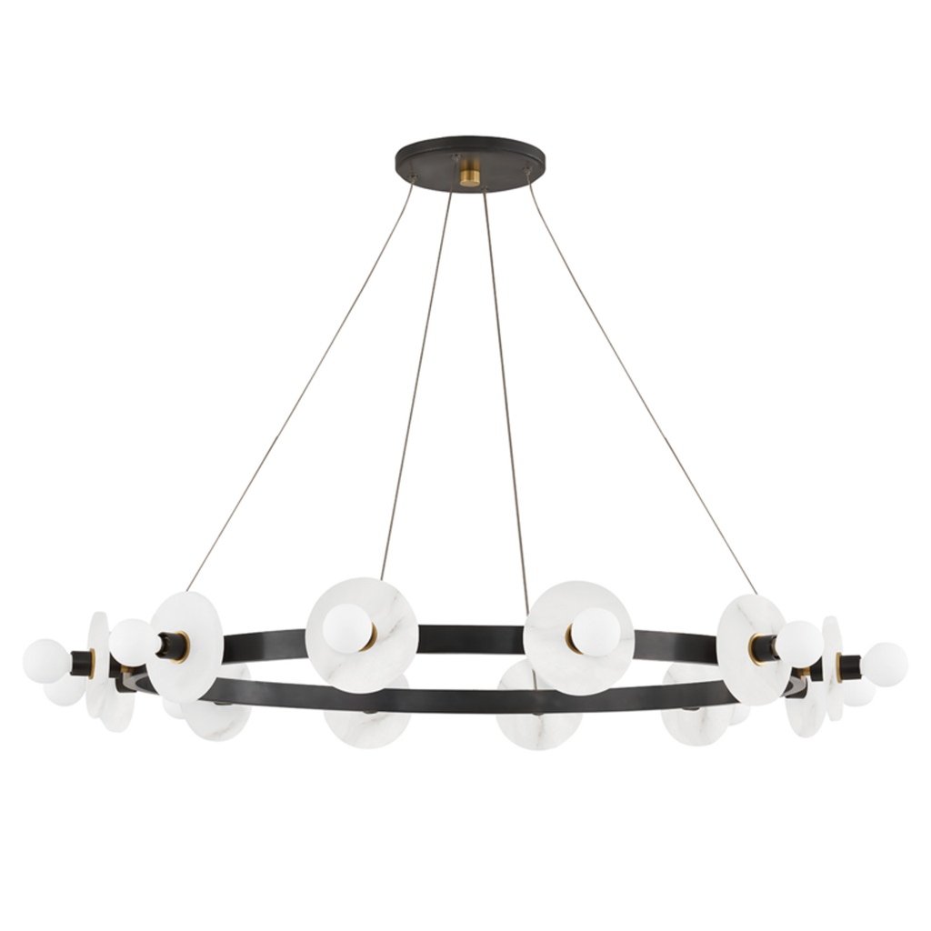 Brass Alabaster Candle chandelier - Isla Gleam for dining room view 1