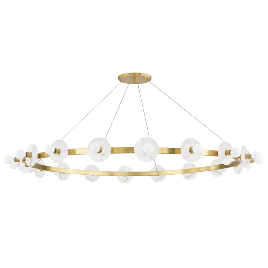Brass Alabaster Candle chandelier - Isla Gleam for dining room view 2