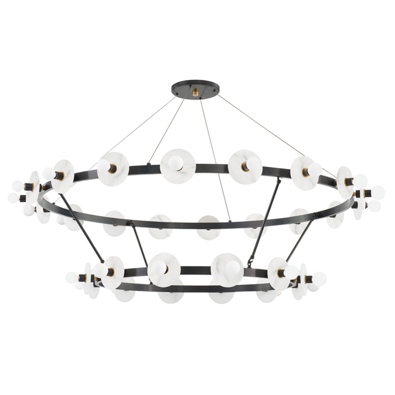 Antique Brass Alabaster Candle chandelier - Ansel Gleam for dining room view 2