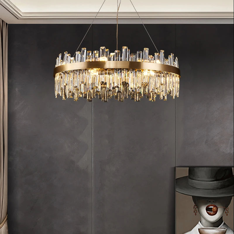 Clear Crystal Round chandelier - Aurelia Bay for dining room view 3