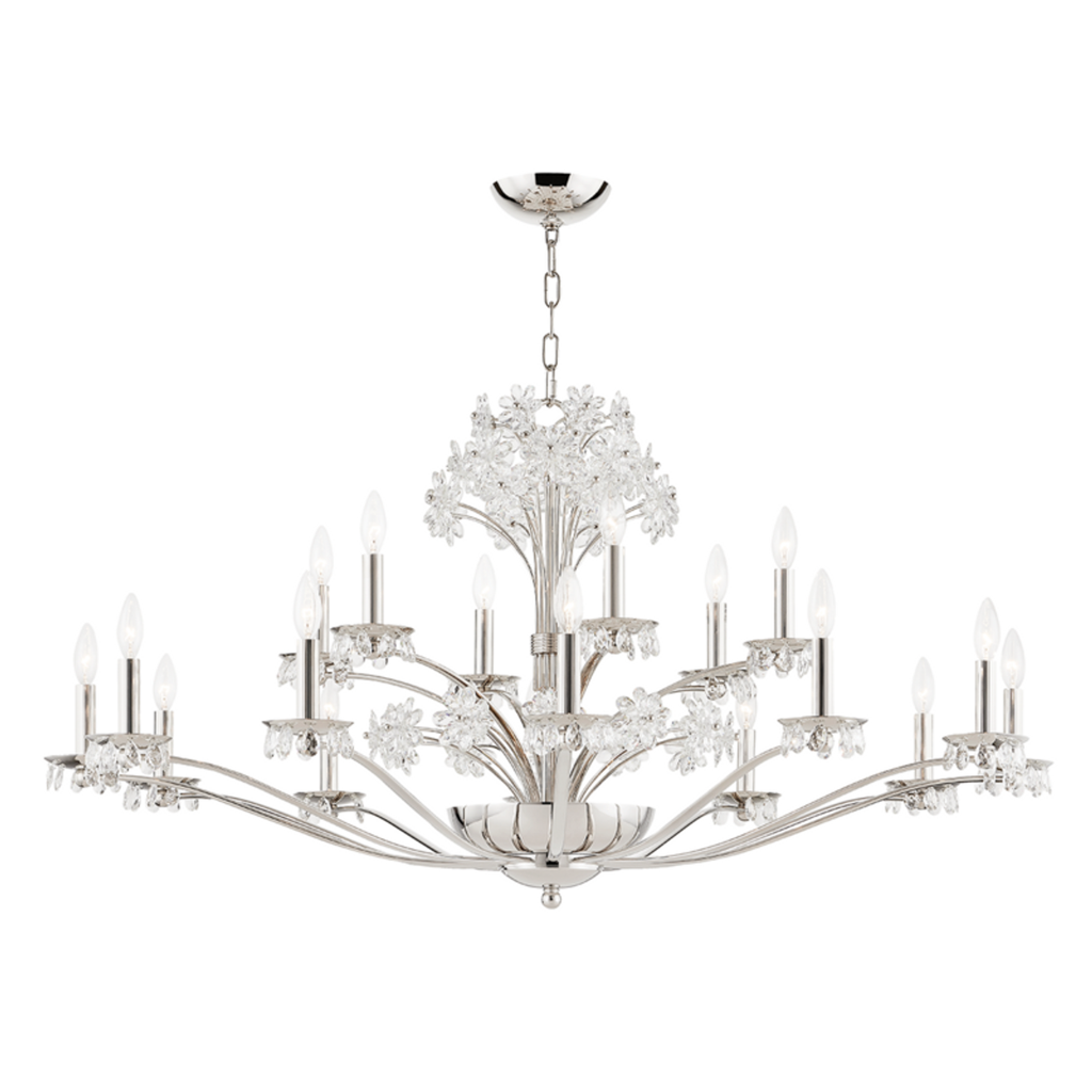 Polished Nickel Crystal Candle chandelier - Siena Dawn for dining room view 1