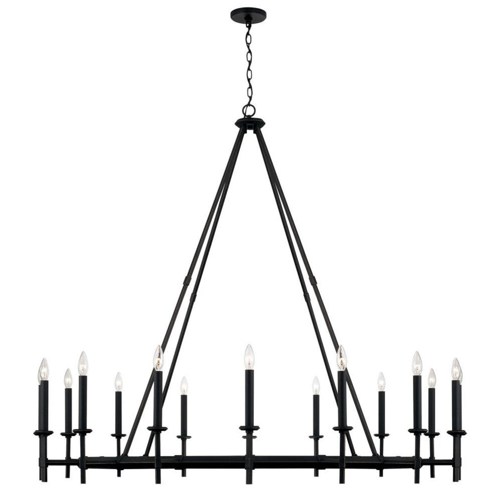Black Iron Candle chandelier - Dorian Meadow for dining room view 1