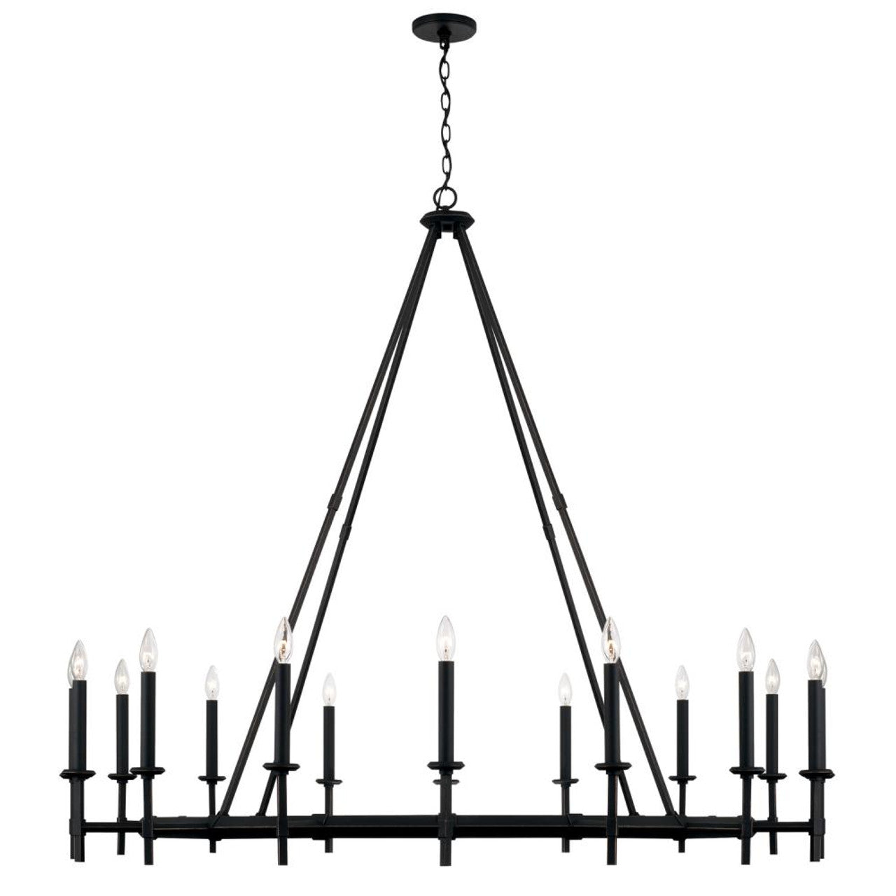 Black Iron Candle chandelier - Dorian Meadow for dining room view 1
