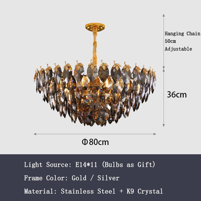 Gold Crystal chandelier - Zelia Bay for dining room view 8