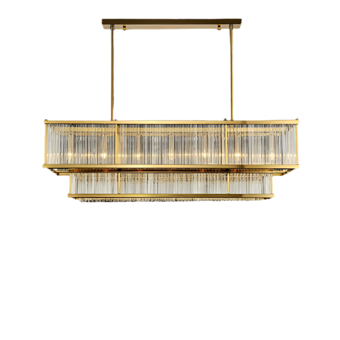 Gold Crystal Linear chandelier - Rosa Court for dining room view 5