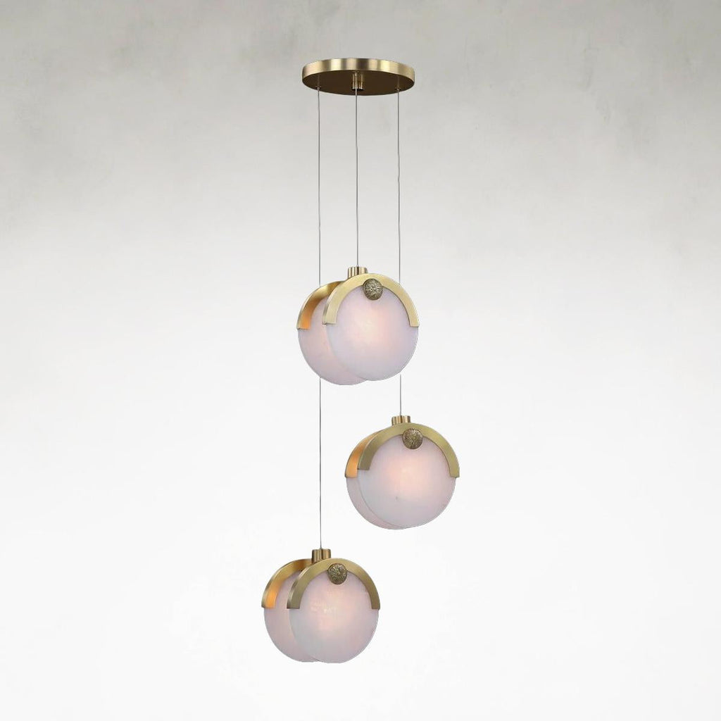Brass Alabaster Linear chandelier - Belen Stone for dining room view 1