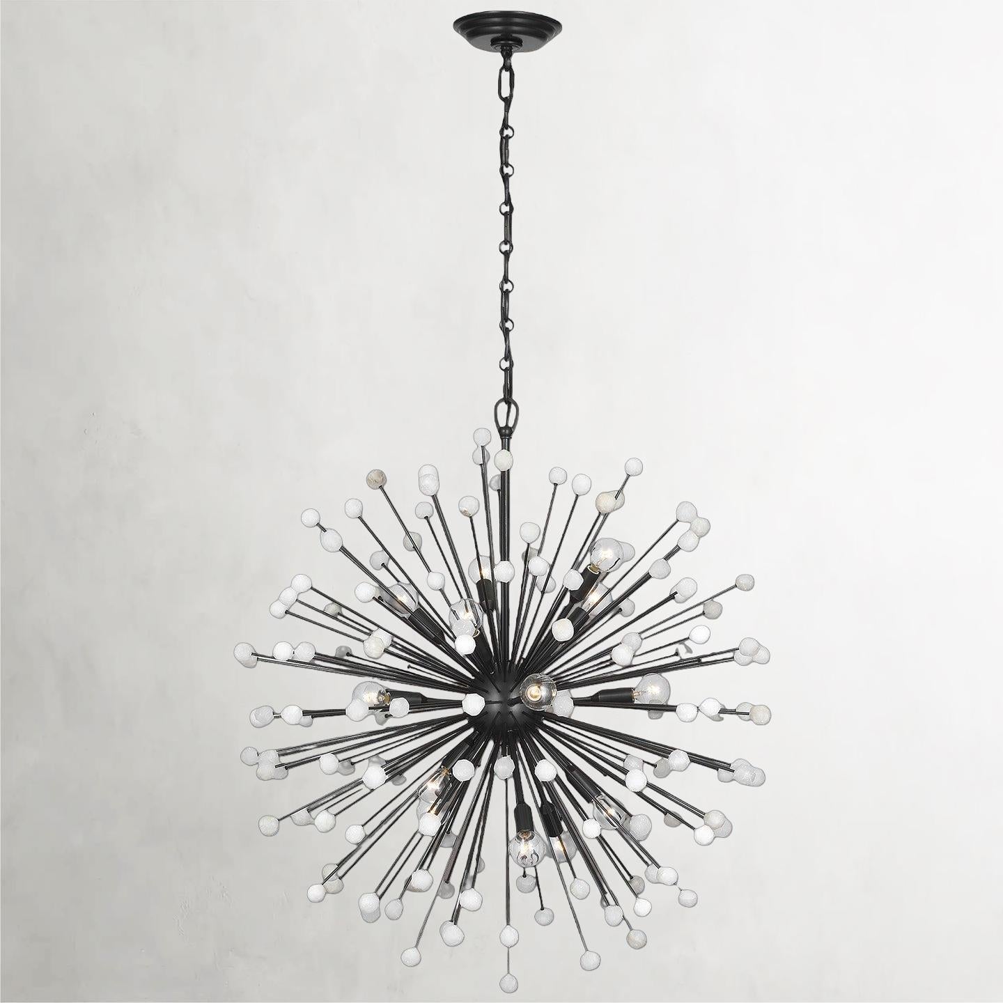 Bronze Alabaster chandelier - Nola Court for dining room view 1