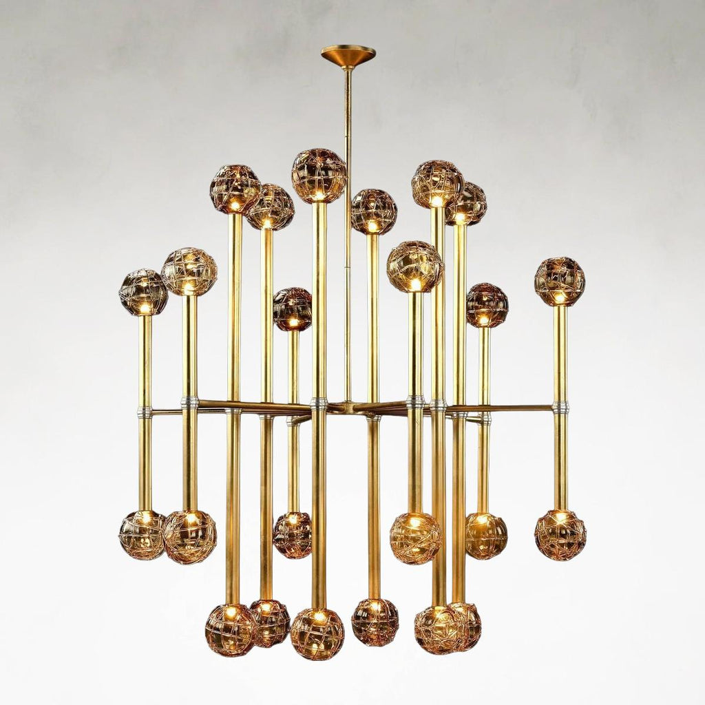 Gold Glass chandelier - Opal Stone for dining room view 1