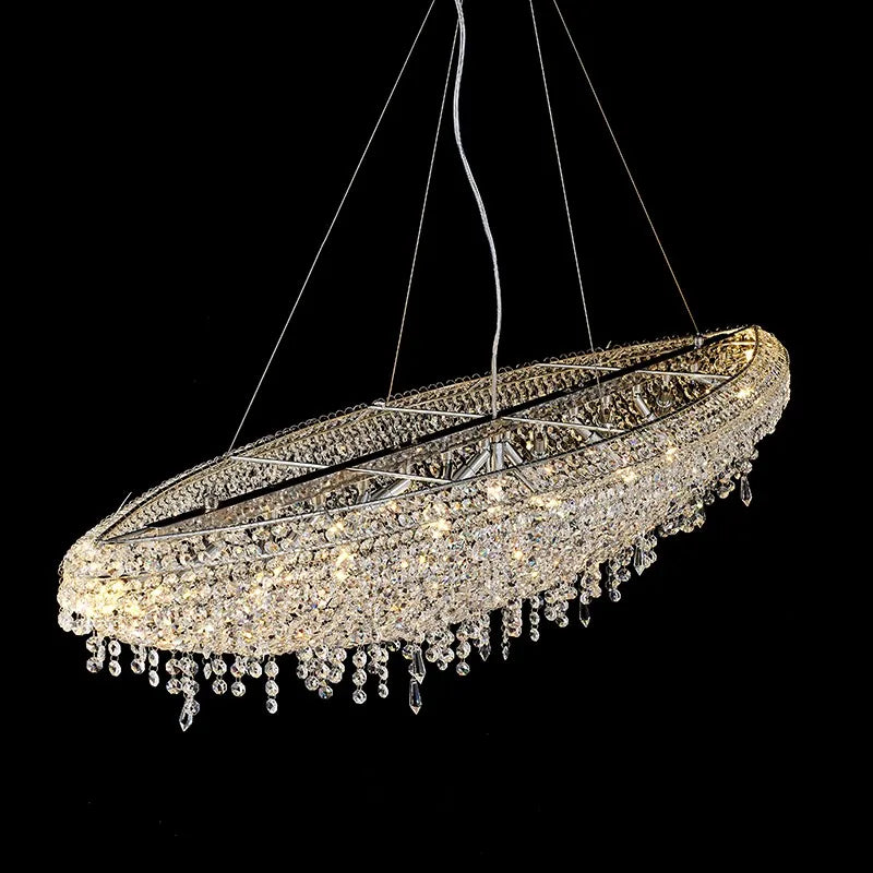White Crystal Linear chandelier - Una Court for dining room view 3