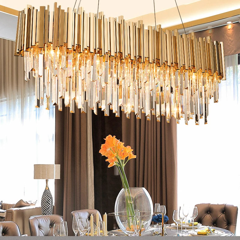 Clear Crystal Round chandelier - Aurelia Lane for dining room view 2
