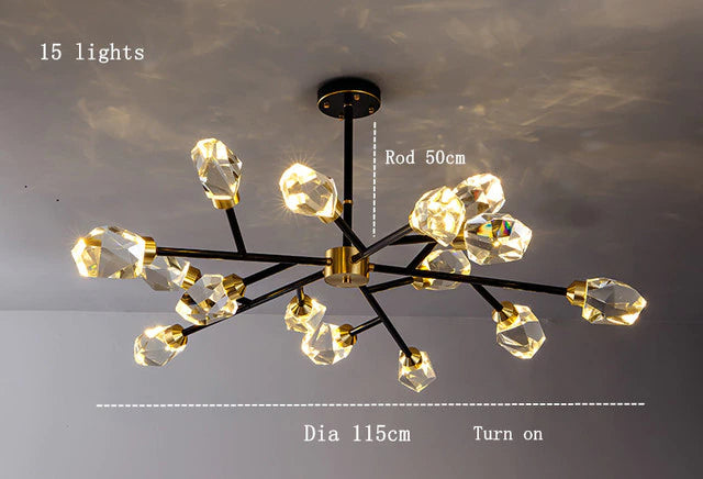Black Crystal Branch chandelier - Onda Bay for dining room view 11