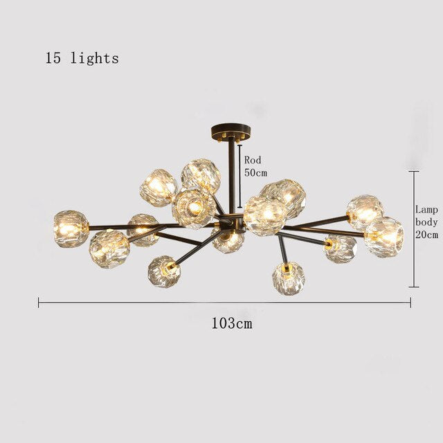 Black Crystal Branch chandelier - Kairo Bay for dining room view 9