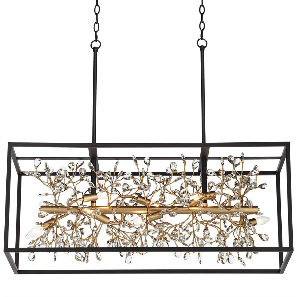 Black Crystal Linear chandelier - Vela Lane for dining room view 4