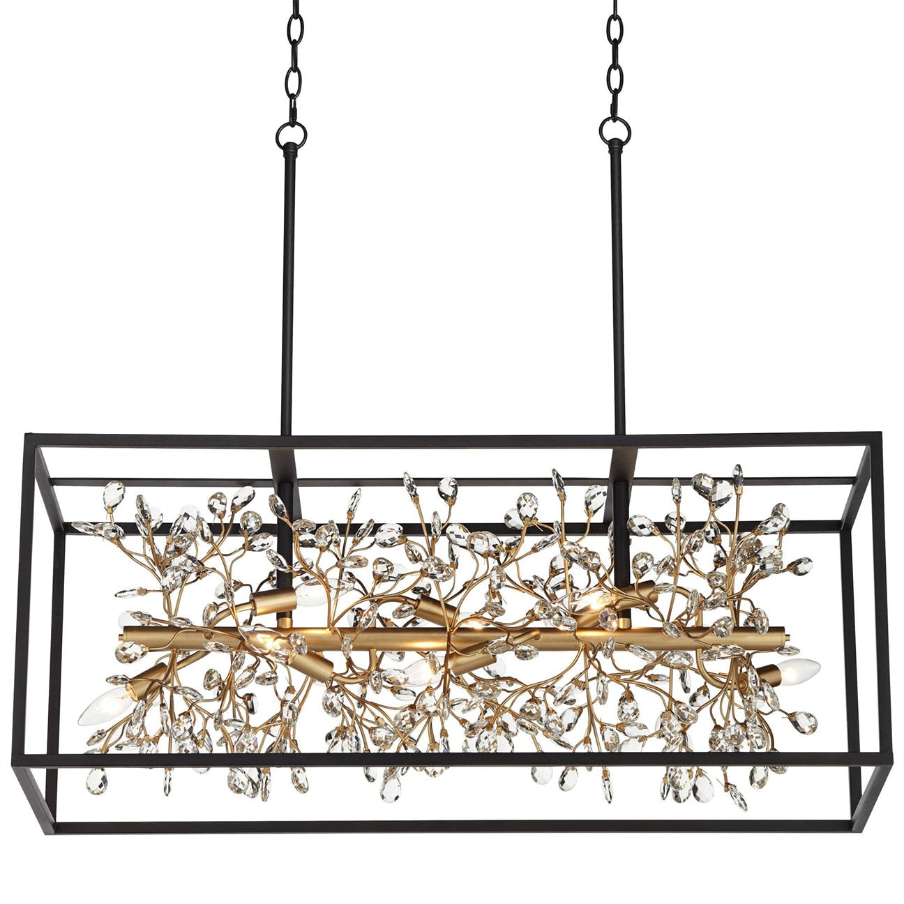 Black Crystal Linear chandelier - Vela Lane for dining room view 4