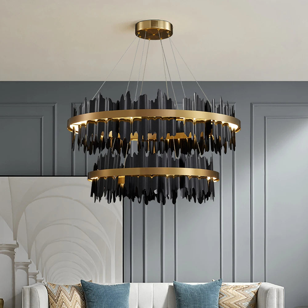 Brass Crystal Tiered chandelier - Kaia House for dining room view 1