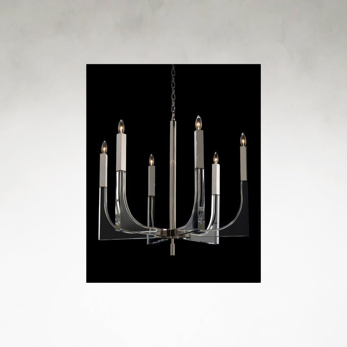 Polished Nickel Acrylic Round chandelier - Xara Stone for dining room view 1