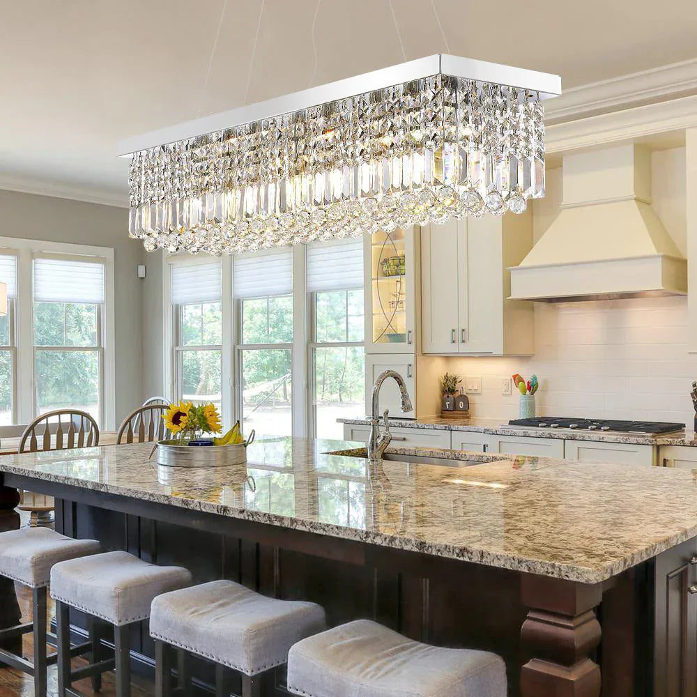Black Crystal Linear chandelier - Yara Lane for dining room view 3