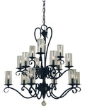Matte Black Metal Candle chandelier - Zelia Ray for dining room view 1