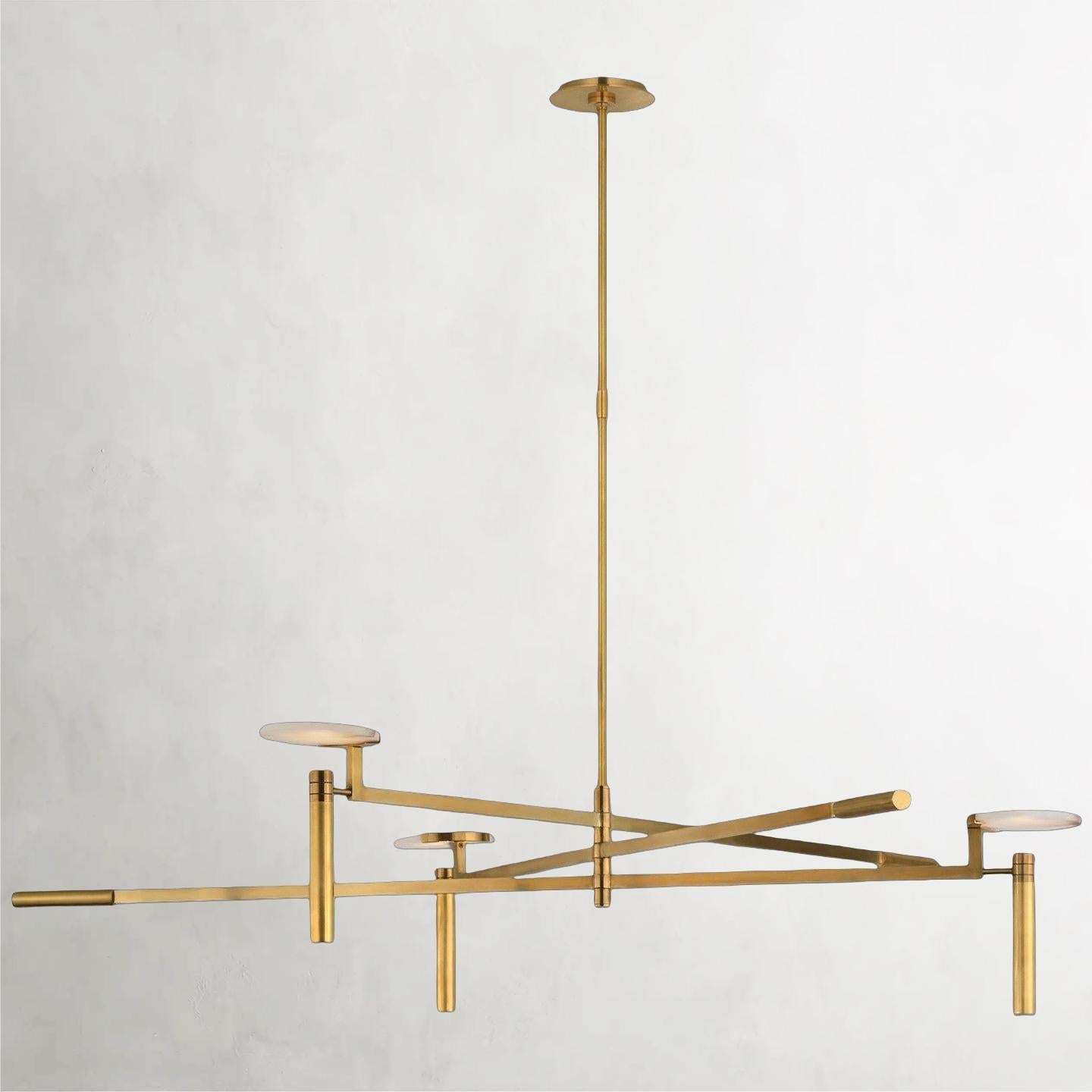 Brass Alabaster Linear chandelier - Vela Court for dining room view 1