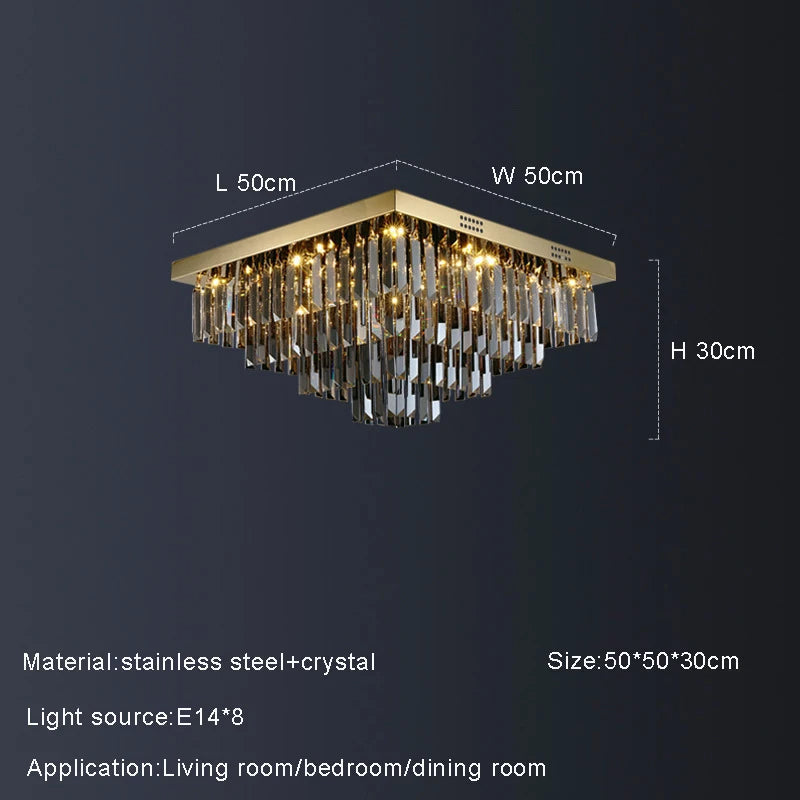 Smoke Crystal Round chandelier - Della House for dining room view 9