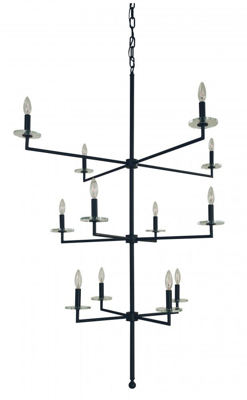 Polished Nickel Crystal Candle chandelier - Willa Gleam for dining room view 1