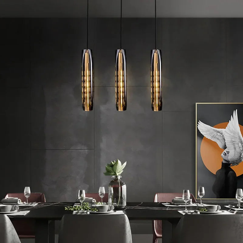Copper Crystal Linear chandelier - Arden Bay for dining room view 3