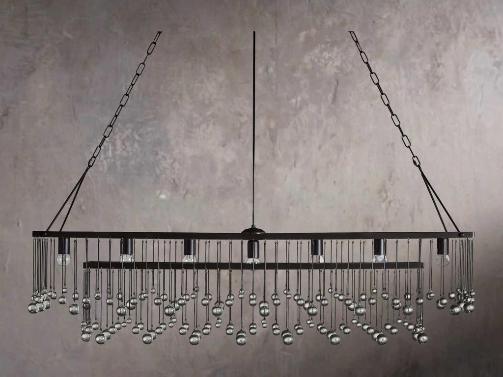 Brass Crystal Linear chandelier - Vale Point for dining room view 3