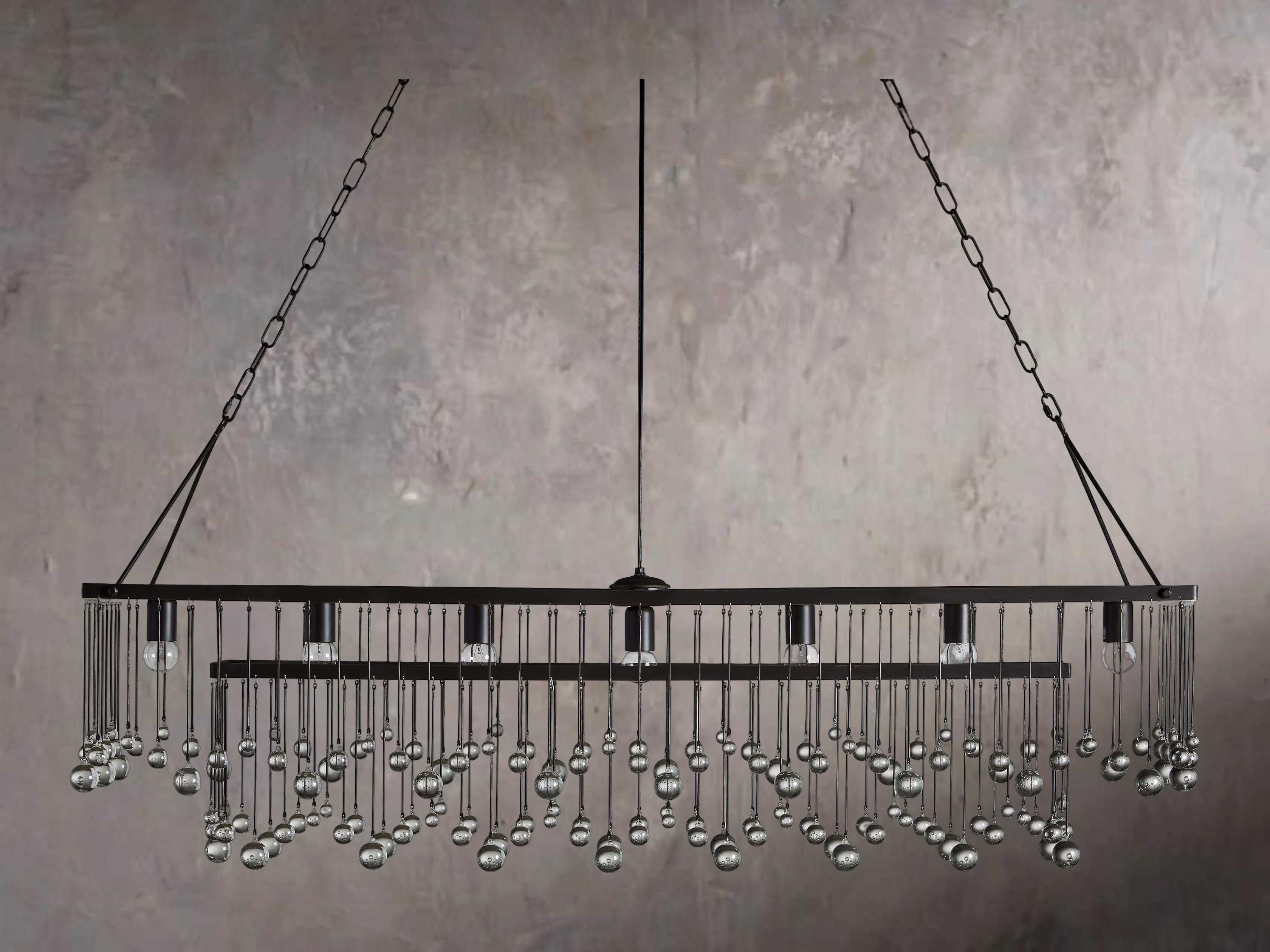 Brass Crystal Linear chandelier - Vale Point for dining room view 3