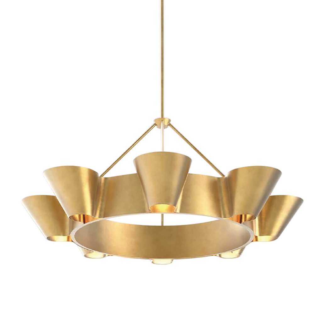Gold Glass Linear chandelier - Kaia Gleam for dining room view 1