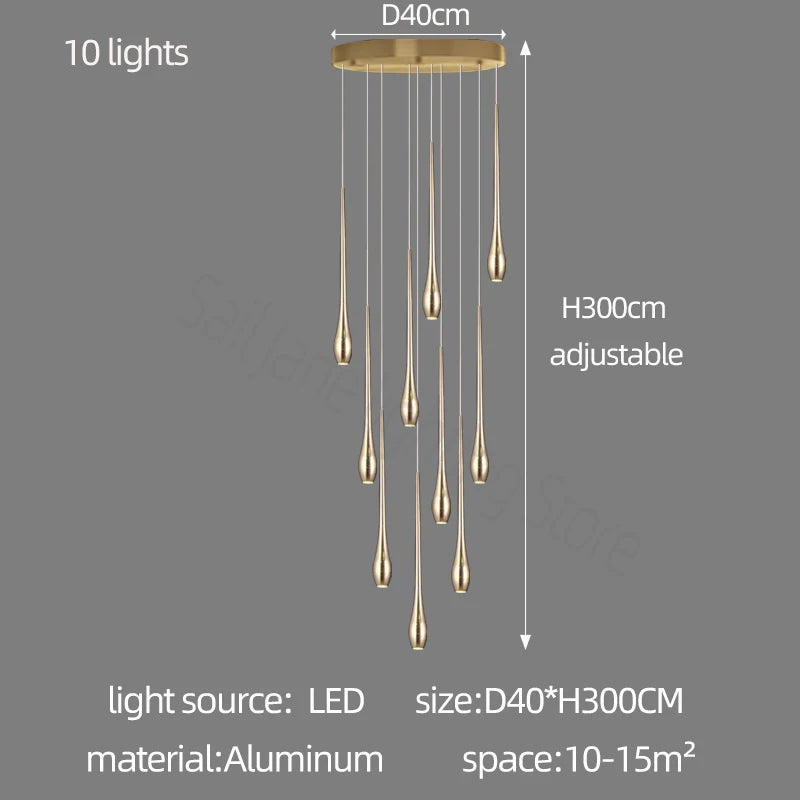 Gold Linear chandelier - Caro House for dining room view 7