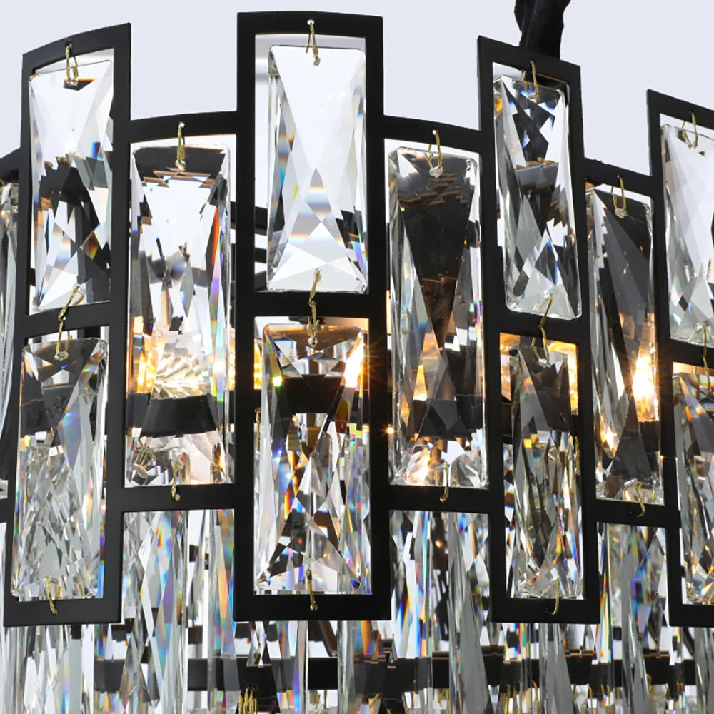 Black Crystal Linear chandelier - Kora Lane for dining room view 5