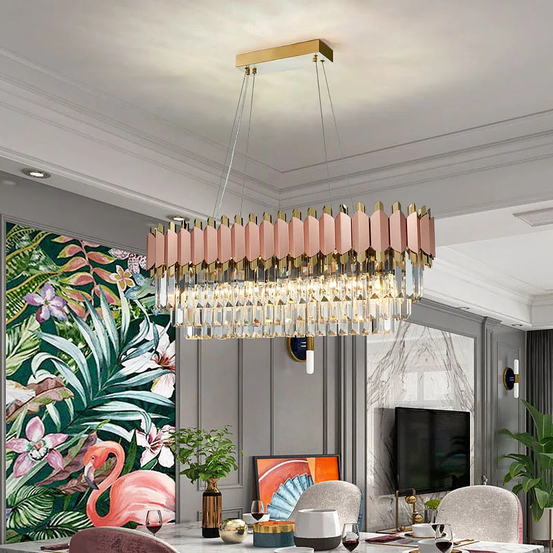 Clear Crystal Linear chandelier - Selene House for dining room view 3