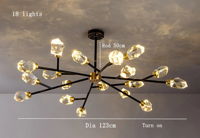 Black Crystal Branch chandelier - Onda Bay for dining room view 12