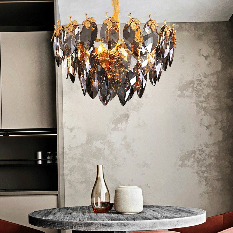 Gold Crystal chandelier - Zelia Bay for dining room view 3