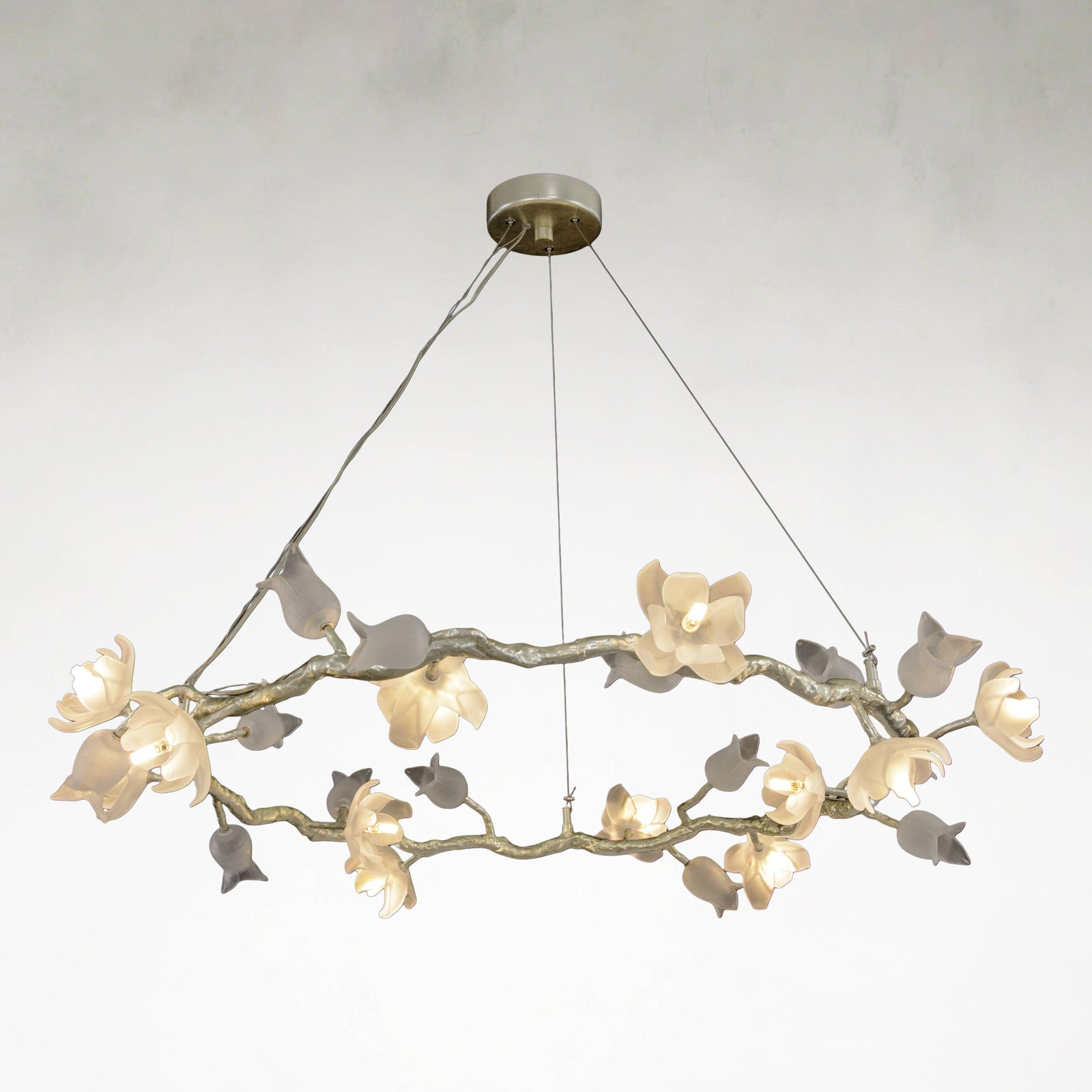 Silver Acrylic chandelier - Rosa Stone for dining room view 1