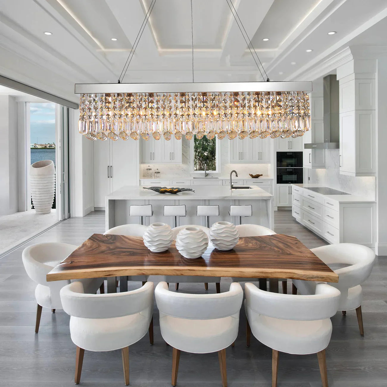 Black Crystal Linear chandelier - Yara Lane for dining room view 1
